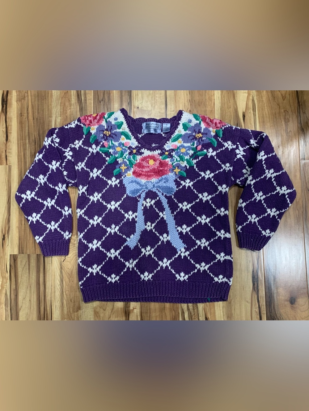 Signatures By Northern Isles Hand Knit Sweater 90s Granny Cottage Core Vintage M